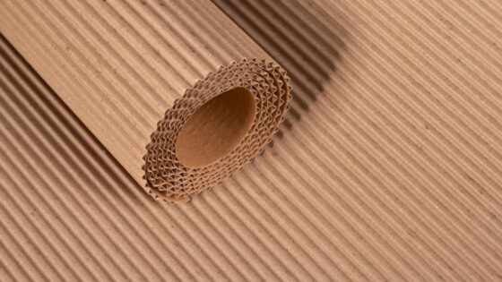 Close-up of corrugated cardboard, a product of the timber and pulp industry, assessed for ESG transparency on SPOTT